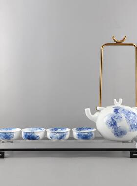 新中式青花陶瓷茶具茶托组合套装客厅茶几酒店公室软装家居饰品