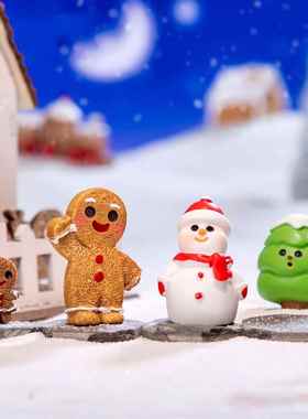 跨境外贸微景观创意圣诞节姜饼人造雪景 DIY装饰品桌面迷你小摆件