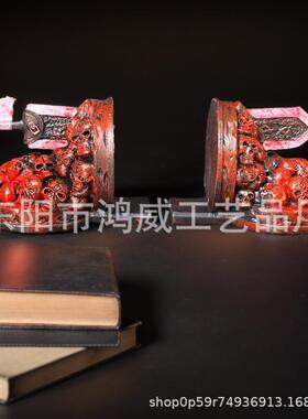 新款跨境书剑挡板书桌书柜装饰树脂雕像摆件工艺品源头