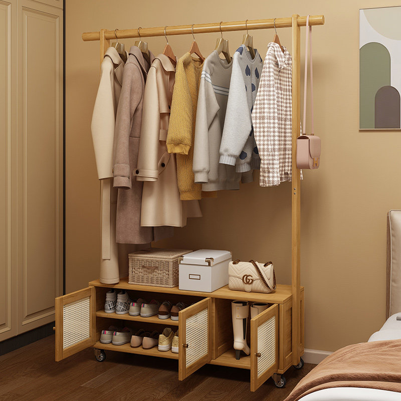 多功能鞋柜衣帽架一体收纳柜卧室可移动挂衣架简约现代衣服置物架,淘宝优惠券,粉丝福利购,淘宝优惠卷
