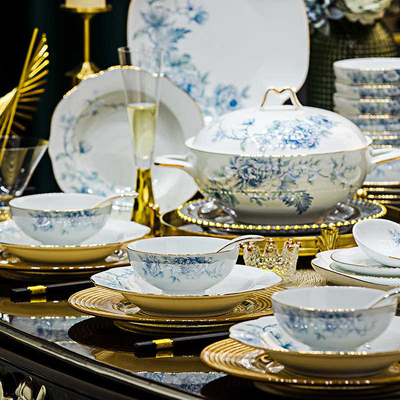 2025新款碗碟套装家用景德镇高端白瓷餐具套装手绘描金高级感送礼,淘宝优惠券,粉丝福利购,淘宝优惠卷