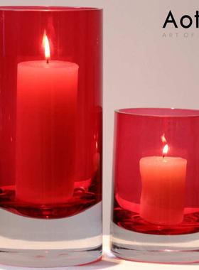 欧式轻奢香薰玻璃杯复古摆件创意浪漫烛光晚餐蜡烛台家居桌面道具