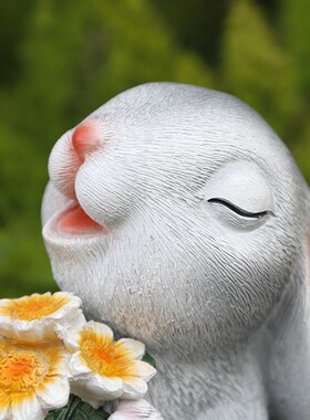 子树阳DAX25031脂可爱兔摆件景室外花园布置动物雕像太能庭院灯园