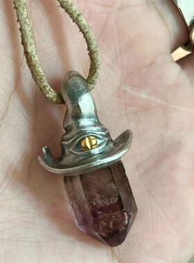 女巫帽水晶吊坠项链小众设计独特简约艺术个性时尚高级感挂坠首饰