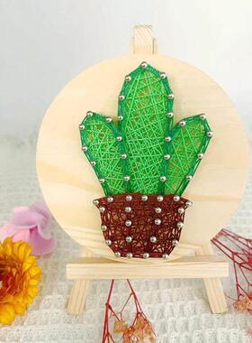 手工鎚子画圆形钉子绕线画简单diy手工制作包亲子练手团体活动创