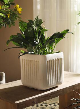 北欧泥形绿植种树器大型仿水氧化镁花泥方花盆户EOY外客厅摆设落