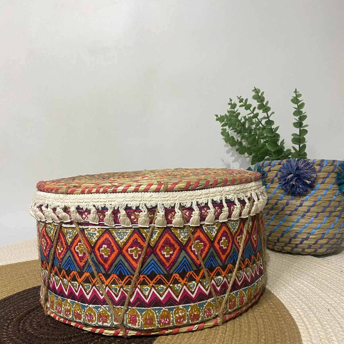 矮凳民族风布艺草编居家编织蒲团坐垫换鞋凳实心凳子榻榻米矮凳,淘宝优惠券,粉丝福利购,淘宝优惠卷