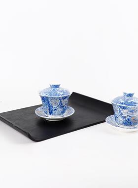 老钱风办公室陈列室软装摆件新中式样板间酒店茶具茶几托盘装饰品