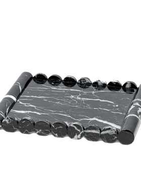 现代极简大理石托盘摆件软装客厅茶几餐桌面收纳黄洞石家居装饰品