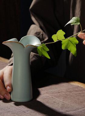 汝窑花插摆件覆古小花瓶家居茶桌装饰瓷器景德镇陶瓷汝瓷礼品青瓷