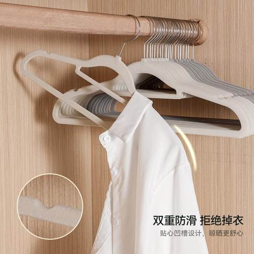 留存道整理师推荐收纳超薄植绒衣架防滑无痕衣架透光不起包衣架 - 图1