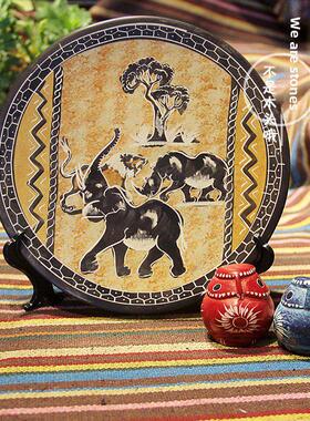 非洲手工艺品肯尼亚皂素装饰板创意动物图片装饰客厅入口手工艺术