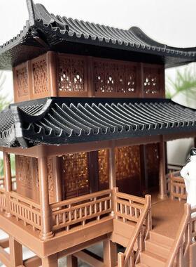 微缩古建筑模型特大尺寸栖云阁摆件假山盆景鱼缸水陆缸造景装饰品