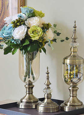 欧式玻璃花瓶客厅玄关装饰品摆件家居玻璃透明工艺品摆件批发