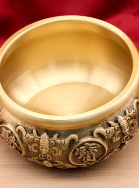黄黄铜财聚宝盆铜米缸存关钱罐八福聚宝摆件招玄YF客厅柜台装饰礼