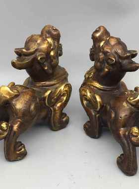 铜貔貅摆件仿古工艺铜鎏金貔貅摆件居家办公室工艺品摆件