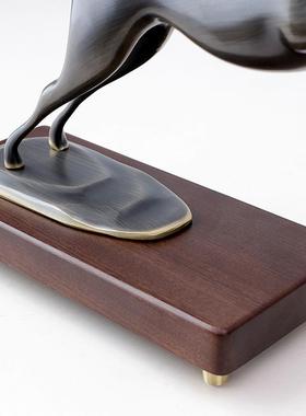 高档客电视酒柜黄鹿家居装饰品摆件厅办室轻奢纯铜工艺品铜开业公