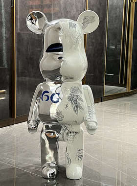 网红卡通电镀暴力熊落地摆件客厅电视柜家居创意装饰大号存钱罐