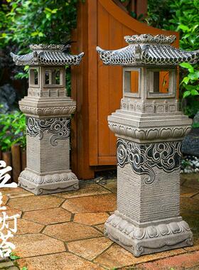 庭院彷石灯笼日式太阳能灯落地景观灯装饰灯花园布置造景草坪灯