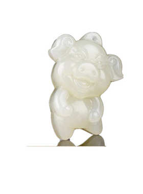 卡通和田白玉生肖鼠牛虎兔龙羊猴鸡玉吊坠男女十二生肖玉坠