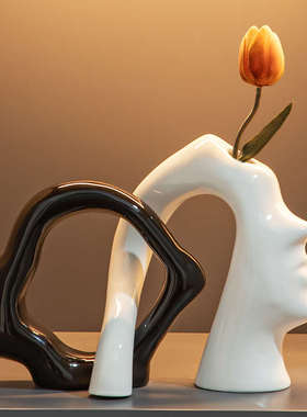 创意感艺术奢客厅古风摆件玄关轻电视柜装饰品花瓶插花中高档高级