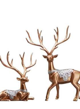 Q2W北欧风格简约树脂鹿摆件创意美式家居客厅电视柜酒柜装饰品玄