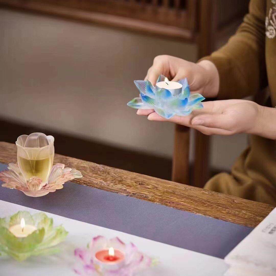 Xinyuantang Glaze Twelve Flower Gods Cup Holder Tea Mat Candlestick Ornament Kung Fu Tea Set Accessories