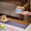 Xinyuantang Glaze Twelve Flower Gods Cup Holder Tea Mat Candlestick Ornament Kung Fu Tea Set Accessories