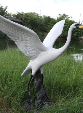 户外仿真动物仙鹤丹顶鹤假山鱼池装饰雕塑摆件公园花园庭院装饰品