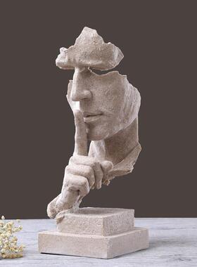 沉默是金办公桌摆件创意客厅酒柜装饰书房摆设现代简约家居艺术品