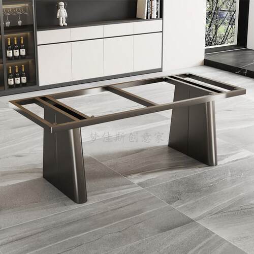 轻奢餐桌腿支架奢石桌腿底座大理石不锈钢餐桌脚岩板茶桌长桌脚架 - 图0