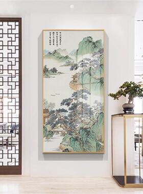 进门金山福地入户新中式玄关走廊过道装饰画壁画山水画国画挂画