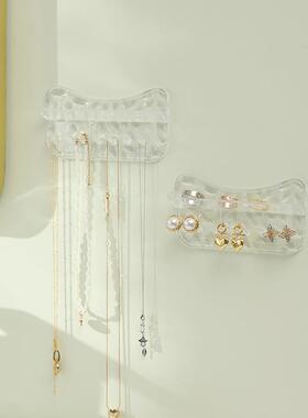 Wall-mounted jewelry organizer for necklaces, rings, and ear