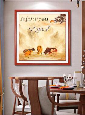 五牛图关装饰画新客厅卧室餐厅书房酒店茶楼挂画玄过道走中廊ATX