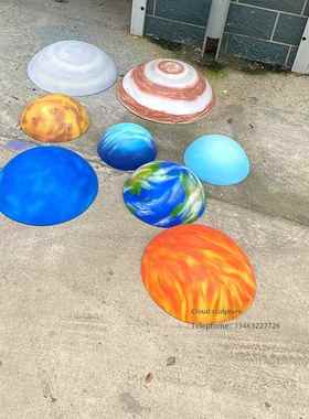 玻璃钢星球雕塑彷真大型八大行星模型彩绘圆球不锈钢月球景观摆件
