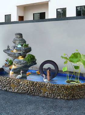 户外成品鱼池循环流水摆件假山造景阳台天井庭院花园布置室内水景