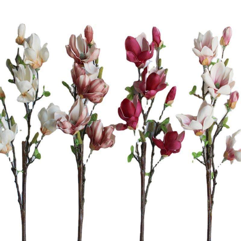 北欧手感PE玉兰真大枝红火玉兰家居婚庆软装假花,淘宝优惠券,粉丝福利购,淘宝优惠卷