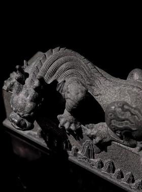 手工雕刻整块青石镇水兽摆件家居装饰雕刻蚣蝮办公摆件