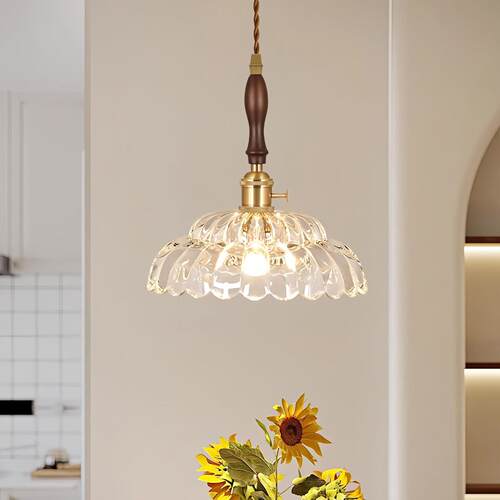 饭厅吊灯现代简约餐桌灯高级感轻奢玻璃三头吧台饭厅中山灯具P271 - 图0