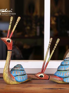 田园风蜗牛仿木摆饰现彩代绘蜗树脂牛工面艺品精美家居动物桌摆件