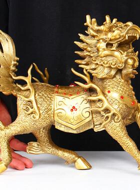 黄铜火麒麟摆件铜器caifu麒麟会销礼品金属工艺品