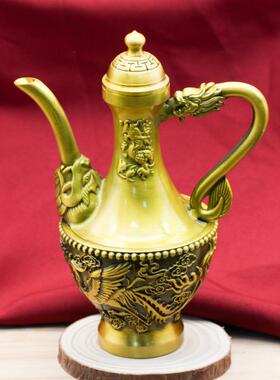 厂家黄铜全铜仿古酒壶龙凤酒壶铜茶壶龙壶水壶家居工艺品装饰