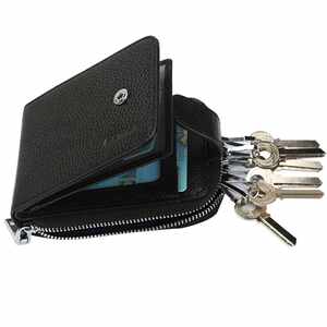 博牌Bopai头层牛皮钥匙包多功能卡包 零钱包卡夹名片包卡片包 黑