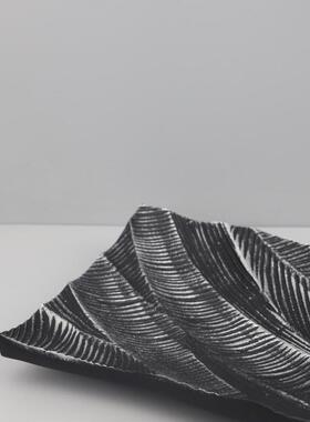 欧式轻奢黑色软创意树纹理线1101脂果盘托盘摆件客厅餐流厅装家居