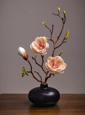 仿真玉兰花新中式玄关茶桌仿真花餐桌客厅摆件酒柜电视柜装饰