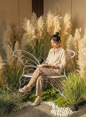 假绿植天然芦苇假花狗尾草室内高级仿生植物景观摆件落地盆栽装饰