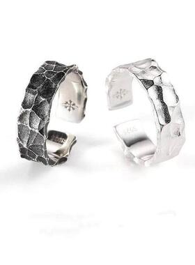 925 Sterling Silver Stone Grain Men Woman Adjustable Rings L