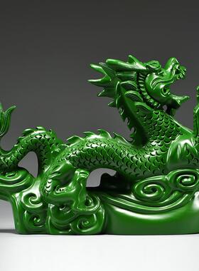 绿LDS01042色实视木雕刻摆件十二新生肖木头龙客厅电柜龙装饰工艺