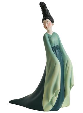 宋代美学茶桌摆件新中式祇此青绿艺术电视摆件客厅酒柜家居装饰品