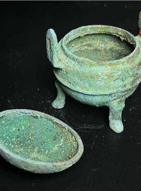 出土古玩古董汉代青铜器小鼎古代老铜器摆件彷古做旧青铜器工艺品